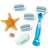 Подарочный набор GILLETTE VENUS Бритва с 1 сменной кассетой+ VENUS Сменные кассеты для бритья 3шт+ чехол