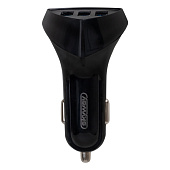 USB автомобильное зарядное устройство SKYWAY 3 порта треугольный  черный