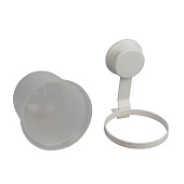  Ёршик туалетный белый металл/бамбук на присоске W7837-4 