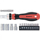  Отвёртка реверсивная с набором бит и насадок торцевых,CrV,1/4",16шт// Matrix 