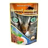  Влажный корм для кошек Ночной охотник 100 г желе Мясное ассорти 