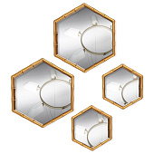  Набор зеркал настенных Бамбук, 4 шт, 15х13,2 см/22,7х20 см, золотой, 6937884 