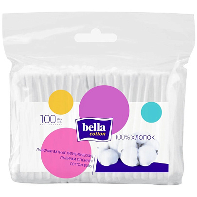 Ватные палочки Bella пакет 100шт Ватные палочки Bella пакет 100шт