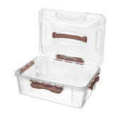  Ящик для хранения универсальный с замками и ручкой Grand Box 10л, Коричневый C3200314 