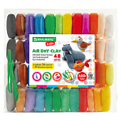  Пластилин супер лёгкий застывающий BRAUBERG KIDS, 480 г, 48 шт, 3 стека, 106310 