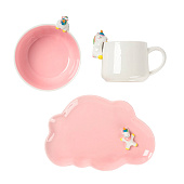  Набор детской посуды Доляна «Радужный единорог» 3 предмета: кружка 350 мл. супница 450 мл. тарелка керамика розовый 10611791 