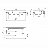 Раковина Moduo 80 Slim 1 (для тумбы Graffo) Раковина Moduo 80 Slim 1 (для тумбы Graffo)