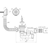 Сифон для ванны 1 1/2" с гибкой трубой 40х50 Е255/2420 Сифон для ванны 1 1/2" с гибкой трубой 40х50 Е255/2420