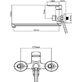  Смеситель для ванны из латуни картридж 35мм B8274-18F РМС 