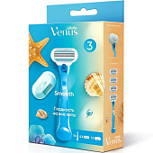 Подарочный набор GILLETTE VENUS Бритва с 1 сменной кассетой+ VENUS Сменные кассеты для бритья 3шт+ чехол