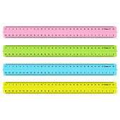  Линейка 30см, Стамм Cristal, пластиковая, с держателем, неон прозрачная, ассорти, ЛН42 