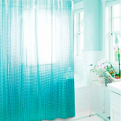  Штора для ванной Симфония 3D ПВХ 180х180см 12 колец бирюзовый /104210 Zenfort 