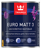  Краска интерьерная латексная матовая Tikkurila EURO 3 База А 0.9л 