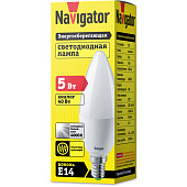 Лампа LED 5Вт Е14, свеча, 4000К нейтр. бел. Navigator Лампа LED 5Вт Е14, свеча, 4000К нейтр. бел. Navigator