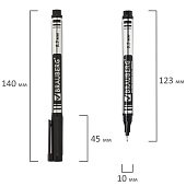  Маркер перманентный черный Brauberg Jet, 0,5 мм, нестираемый, 150507 