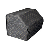 Бокс-органайзер в багажник SKYWAY EXPENSIV 49х30х30см Алькантара Черный, строчка золотая Бокс-органайзер в багажник SKYWAY EXPENSIV 49х30х30см Алькантара Черный, строчка золотая