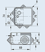  Распаячная коробка с крышкой 70х70/40 открытой установки IP55 7 входов 67030 /Россия 