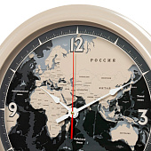 Часы настенные круглые d=48 см, корпус хаки "Карта мира", Рубин, 4840-007