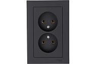 Розетка двойная встраиваемая без заземления, цвет карбон, SE AtlasDesign Розетка двойная встраиваемая без заземления, цвет карбон, SE AtlasDesign