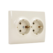  Розетка СП 2-м с/з  крем  Карина 