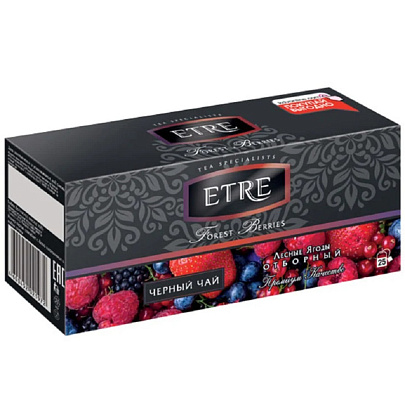  Чай «ETRE»,  чёрный с лесными ягодами, 25 пакетиков, 50 г 