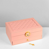  Подставка для украшений Шкатулка, 2 яруса, 17х23х10 см, цвет розовый, 9905759 