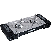 Плитка газовая ЕРМАК двухкомфорочная портативная с переходником, в кейсе, 64х27х9см 116-001 Плитка газовая ЕРМАК двухкомфорочная портативная с переходником, в кейсе, 64х27х9см 116-001