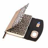  Ежедневник недатированный А5 BRAUBERG Wild, 160л, под кожу, магнит, leo бежевый, 116232 