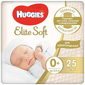  Подгузники Huggies Элит софт 0+ детские 25шт  до 3,5кг 