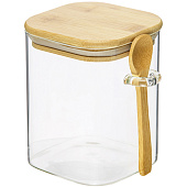 Контейнер с бамбук.крышкой и ложкой, Д100 Ш100 В130, 800 мл, прозрачный Cang-01 Контейнер с бамбук.крышкой и ложкой, Д100 Ш100 В130, 800 мл, прозрачный Cang-01