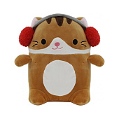  Игрушка мягкая котик в наушниках, размер: 19х17х22см, цвет: светло-коричневый 