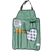 Набор для барбекю Твой Пикник Сумка-фартук, вилка, лопатка, щипцы, солонка, перечница, перчатка (81820607) Д0721 Набор для барбекю Твой Пикник Сумка-фартук, вилка, лопатка, щипцы, солонка, перечница, перчатка (81820607) Д0721