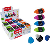 Точилка + ластик 2в1 deVENTE 1 отверстие, пластик.цвет. с контейнером, ластик белый синт.каучук (24288) 4071027 Точилка + ластик 2в1 deVENTE 1 отверстие, пластик.цвет. с контейнером, ластик белый синт.каучук (24288) 4071027