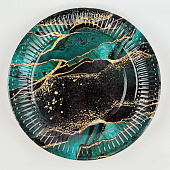  Набор бумажной посуды "Мрамор", на 6 персон, 6 стаканов, 6 тарелок, трубочки   10797813 