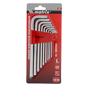 Набор ключей имбусовых TORX, 9 шт: T10-T50, CrV, удлиненные, сатин., Matrix
