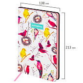  Ежедневник недатированный А5 138х213мм BRAUBERG VISTA под кожу гибкий, 136л, Birds, 112021 