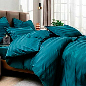  Комплект постельного белья 1,5 спальный Mariya DeLuxe, страйп-сатин морская волна 