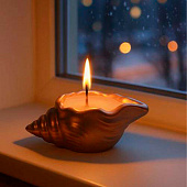 Свеча декоративная с подсвечником "Ракушка" (10х6х4см) Свеча декоративная с подсвечником "Ракушка" (10х6х4см)