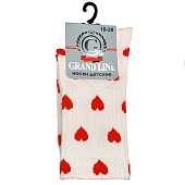  Носки детские Grand Line Д-23, высокая резинка, сердца, белый, р. 20-22 