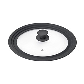 Крышка стеклянная универсальная с ободом Home Queen Мульти, черная, D 24/26/28см 77157 Крышка стеклянная универсальная с ободом Home Queen Мульти, черная, D 24/26/28см 77157