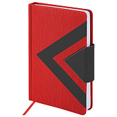  Ежедневник А5 недатированный 138x213мм BRAUBERG Waves под кожу, застежка 160л, красный/черный,111874 