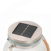  Фонарь садовый 14х12см стекло 20 microLED подвесной солнечная батарея, теплый белый арт.2024-6148 