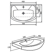 Раковина Элегия 50 (для тумб Лайт/Лилия/Промо 50) Rosa Раковина Элегия 50 (для тумб Лайт/Лилия/Промо 50) Rosa