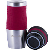 Термокружка 380мл из нержавеющей стали с TPR-вставкой (черная, красная) 2069 Термокружка 380мл из нержавеющей стали с TPR-вставкой (черная, красная) 2069