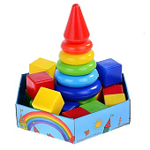 Набор развивающий Малютка (пирамида+кубики), 27 деталей, 2147 Набор развивающий Малютка (пирамида+кубики), 27 деталей, 2147