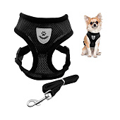  Шлейка с поводком Sweet puppy, размер ХL, черный, 654-0137 