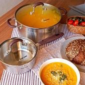Кастрюля c крышкой 24х11,5 см.  5,1 л. нерж. сталь Тофу / Toffee Es TOFL24BE101