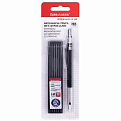  Набор карандаш механический и грифели BRAUBERG METALLIC-X 20, 2 мм HB 12 штук, 181967 