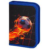 Пенал BRAUBERG, 1 отделение, 2 откидные планки, полиэстер, 21х14 см, Burning ball, 273529