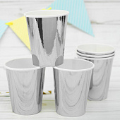 Стаканы бумажные, набор 6 шт., 250 мл, цвет серебро Стаканы бумажные, набор 6 шт., 250 мл, цвет серебро